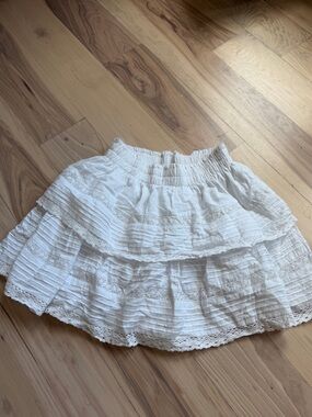 White Tiered Lace Mini Skirt